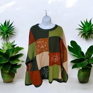 Cottagecore Oversized Boho Celestial Romwe Sweater Hippie Drop Shoulder Size 3X